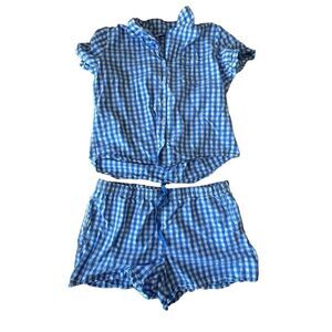 The Company Store Women's Blue Gingham Summer Pajama Set XXL